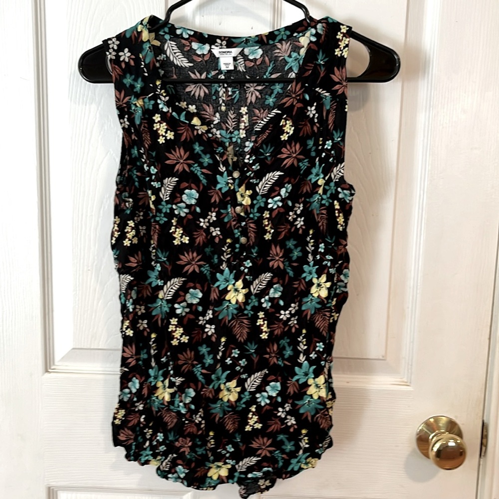 Sleeveless floral blouse